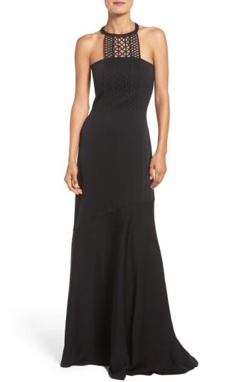 Women's Shoshanna Georgette Halter Gown - Black