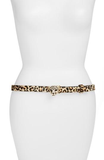 Women's Kate Spade New York Cheetah Print Skinny Genuine Calf Hair Belt