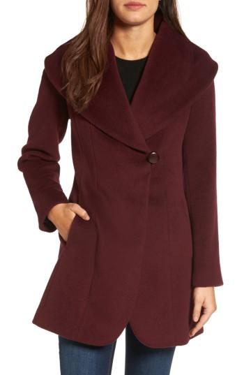 Women's Trina Turk Jemma Shawl Collar Coat - Burgundy
