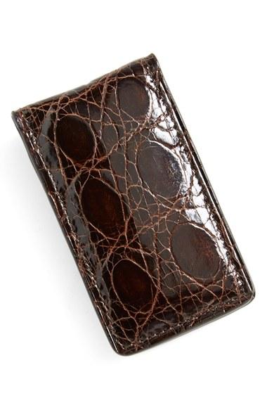 Men's Boconi Crocodile Magnetic Money Clip - Brown