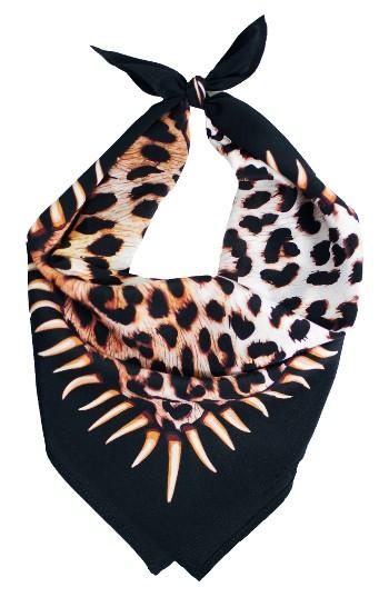 Women's Rockins Leopard Teeth Silk Bandana, Size - Metallic