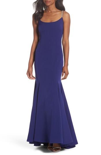 Women's Vince Camuto Laguna Crystal Strap Mermaid Gown - Blue