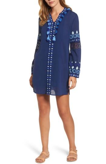 Women's Vineyard Vines Solid Embroidered Cover-up - Blue