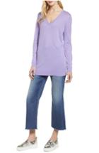 Women's Halogen Relaxed V-neck Sweater, Size - Purple