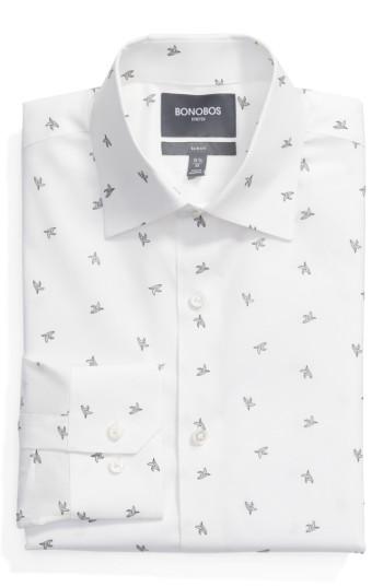 Men's Bonobos Slim Fit Banana Print Dress Shirt .5 - 32 - White