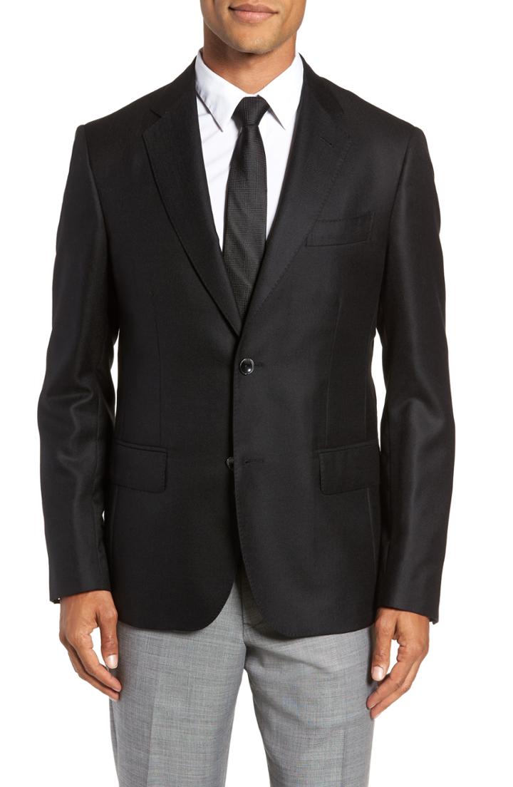 Men's Nordstrom Signature Trim Fit Loro Piana Cashmere Blazer R - Black