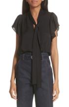 Women's A.l.c. Emma Tie Neck Silk Blouse - Black