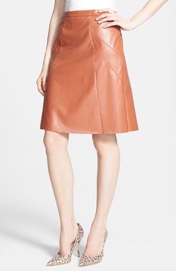Chelsea28 A-line Faux Leather Skirt Rust Sierra
