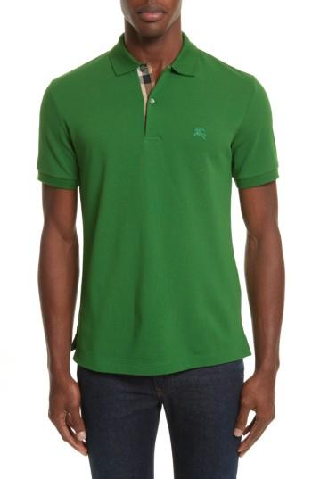 Men's Burberry Pique Polo, Size - Green