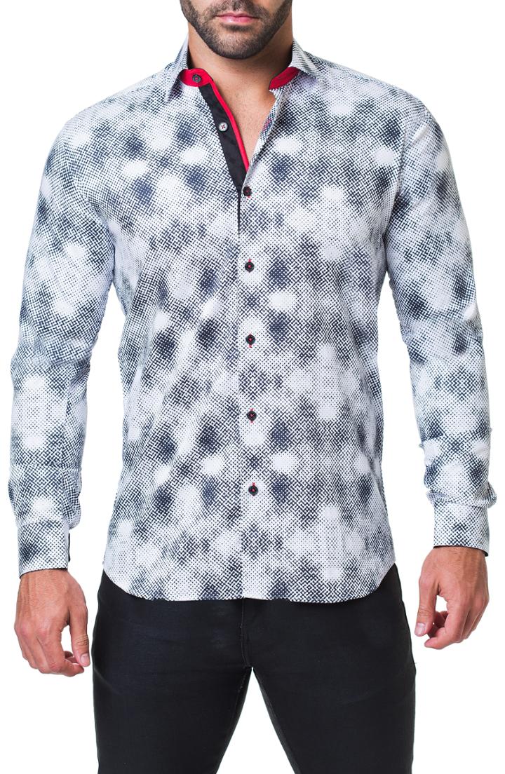 Men's Maceoo Fibonacci Aztec Trim Fit Sport Shirt (m) - White