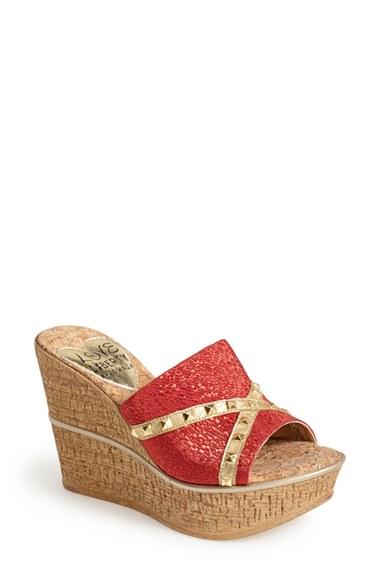 Women's Love And Liberty 'margo' Wedge Slide Sandal M - Red
