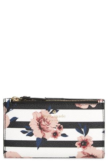 Women's Kate Spade New York Hyde Lane - Rose Stripe Mikey Wallet - Black