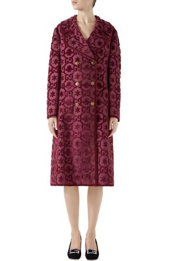 Women's Gucci Gg Velvet Martingale Coat Us / 42 It - Red