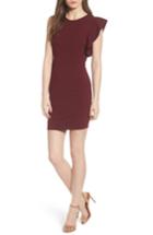 Women's Soprano Ruffle Sleeve Body-con Dress - Burgundy