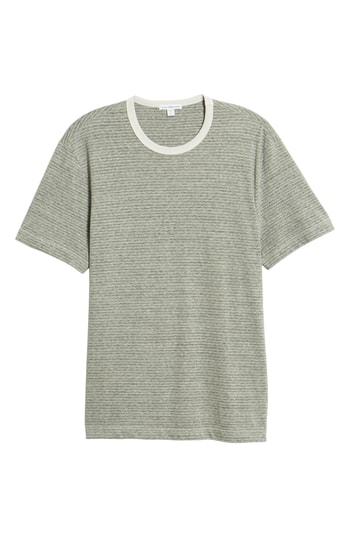 Men's James Perse Microstripe Ringer T-shirt (xl) - Grey