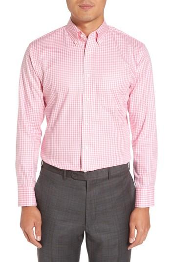 Men's Nordstrom Men's Shop Trim Fit Non-iron Gingham Dress Shirt .5 - 34/35 - Pink