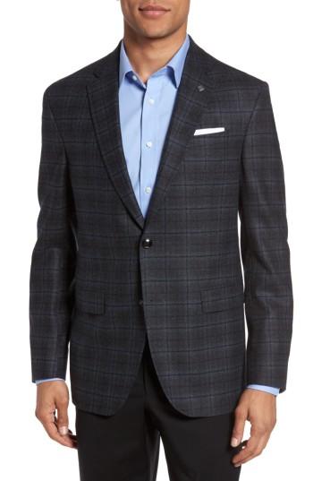 Men's Ted Baker London Konan Trim Fit Plaid Wool Sport Coat L - Grey