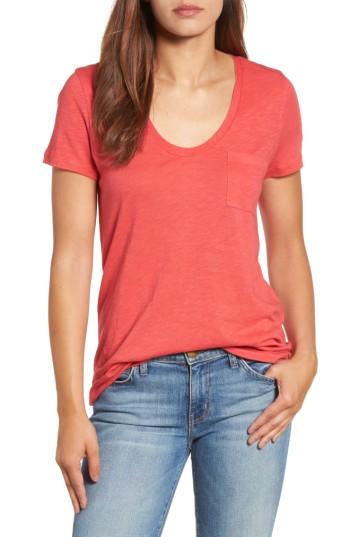 Petite Women's Caslon Rounded V-neck Tee, Size P - Pink