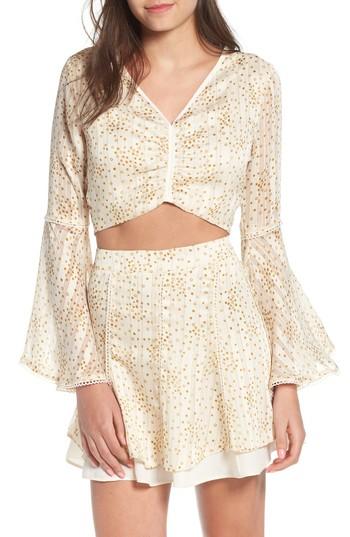 Women's 4si3nna Bell Sleeve Crop Top - Ivory