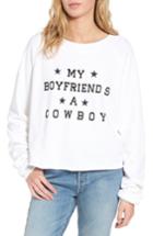 Women's Wildfox My Boyfriend's A Cowboy Crop Sweatshirt - White