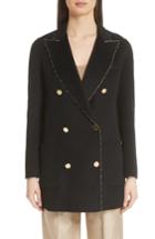 Women's Emporio Armani Gold Sequin Melton Wool Jacket Us / 36 It - Black