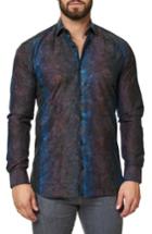Men's Maceoo Trim Fit Print Sport Shirt (s) - Grey