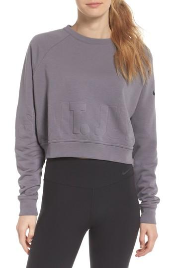 Women's Nike Long Sleeve Crop Training Top - Grey