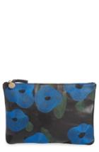 Clare V. Belle Embroidered Leather Flat Clutch - Black