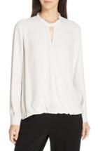 Women's Eileen Fisher Faux Wrap Silk Blouse, Size - Ivory