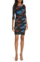 Women's Dvf Ruched Floral Dress - Black