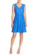 Women's Ellen Tracy Lace Fit & Flare Dress - Blue