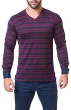 Men's Maceoo Trim Fit Stripe Check V-neck T-shirt (s) - Black