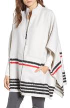 Women's Treasure & Bond Blanket Stripe Zip Cape, Size - Ivory