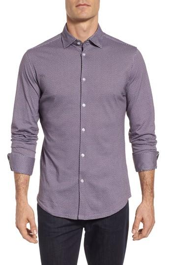 Men's Stone Rose Geo Print Knit Sport Shirt, Size - Purple