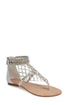 Women's Jessica Simpson 'kyla' Beaded Thong Sandal .5 M - Metallic
