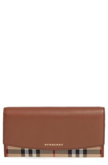 Women's Burberry 'porter - Horseferry Check' Continental Wallet - Brown