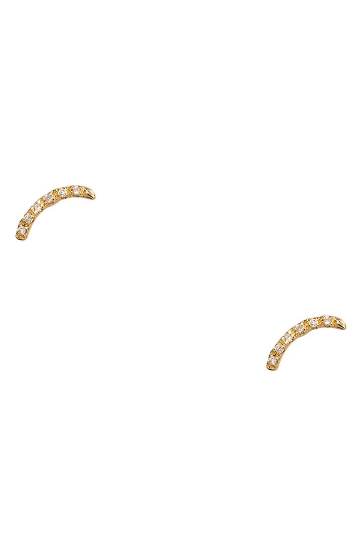 Women's Wwake Micropave Curved Diamond Earrings