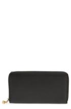 Women's Alexander Mcqueen Skull Charm Calfskin Leather Zip Around Wallet - Black