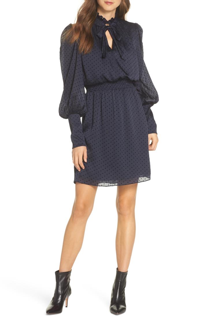 Women's Julia Jordan Tie Neck Dot Chiffon Dress