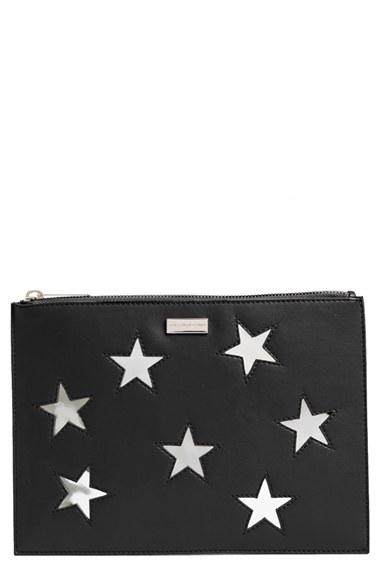 Stella Mccartney Lame Stars Faux Leather Zip Pouch -