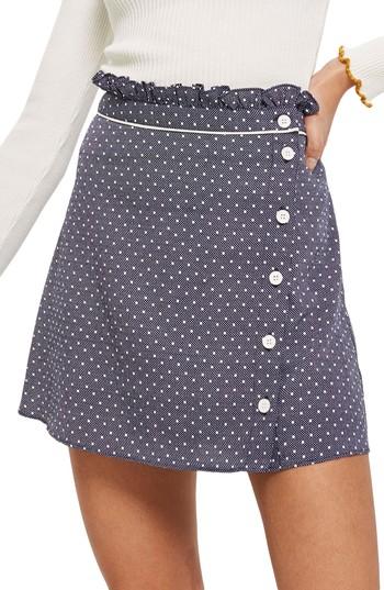 Women's Topshop Spot Ruffle Miniskirt Us (fits Like 0) - Blue