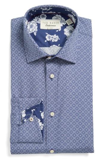 Men's Ted Baker London Endurance Trim Fit Dress Shirt 32/33 - Blue