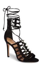 Women's Schutz Cavala Embellished Cage Sandal .5 M - Black