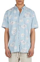 Men's Barney Cools Tropical Print Woven Shirt, Size - Blue