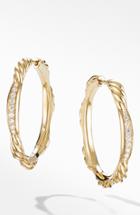 Women's David Yurman Tides Hoop Earrings In 18k Yellow Gold With Diamonds