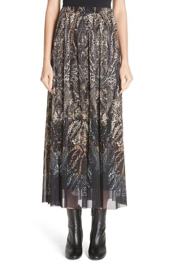 Women's Fuzzi Paisley Tulle Midi Skirt - Black