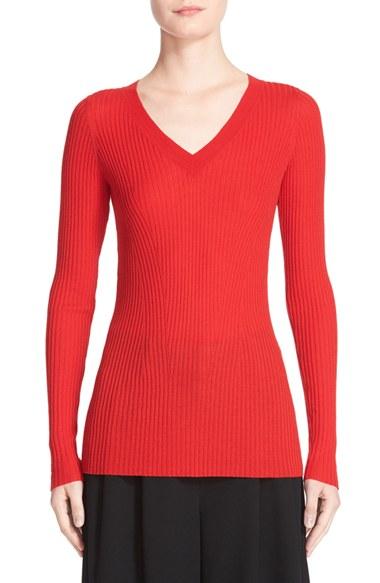 Women's Grey Jason Wu Merino Wool V-neck Sweater