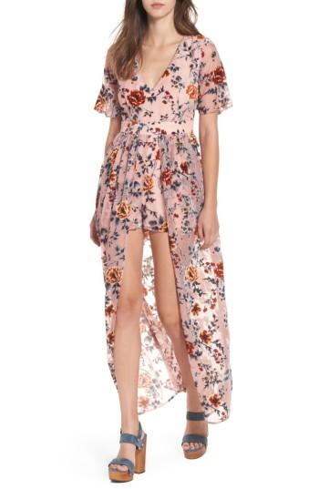 Women's Socialite Burnout Floral Maxi Romper