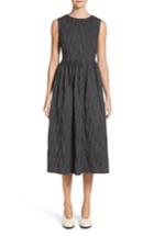 Women's Co Stripe Crinkle Cotton Blend Midi Dress - Black