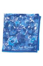 Men's David Donahue Floral Linen Pocket Square, Size - Blue